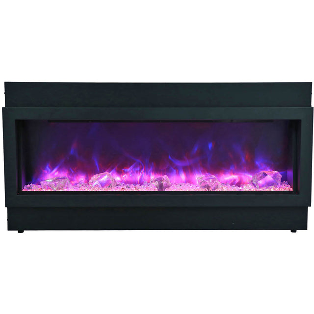 Amantii BI-50-DEEP-OD Panorama Deep Full View Smart Electric  - 50" Indoor /Outdoor WiFi Enabled Fireplace, featuring a MultiFunction Remote, Multi Speed Flame Motor, Glass Media & a Black Trim