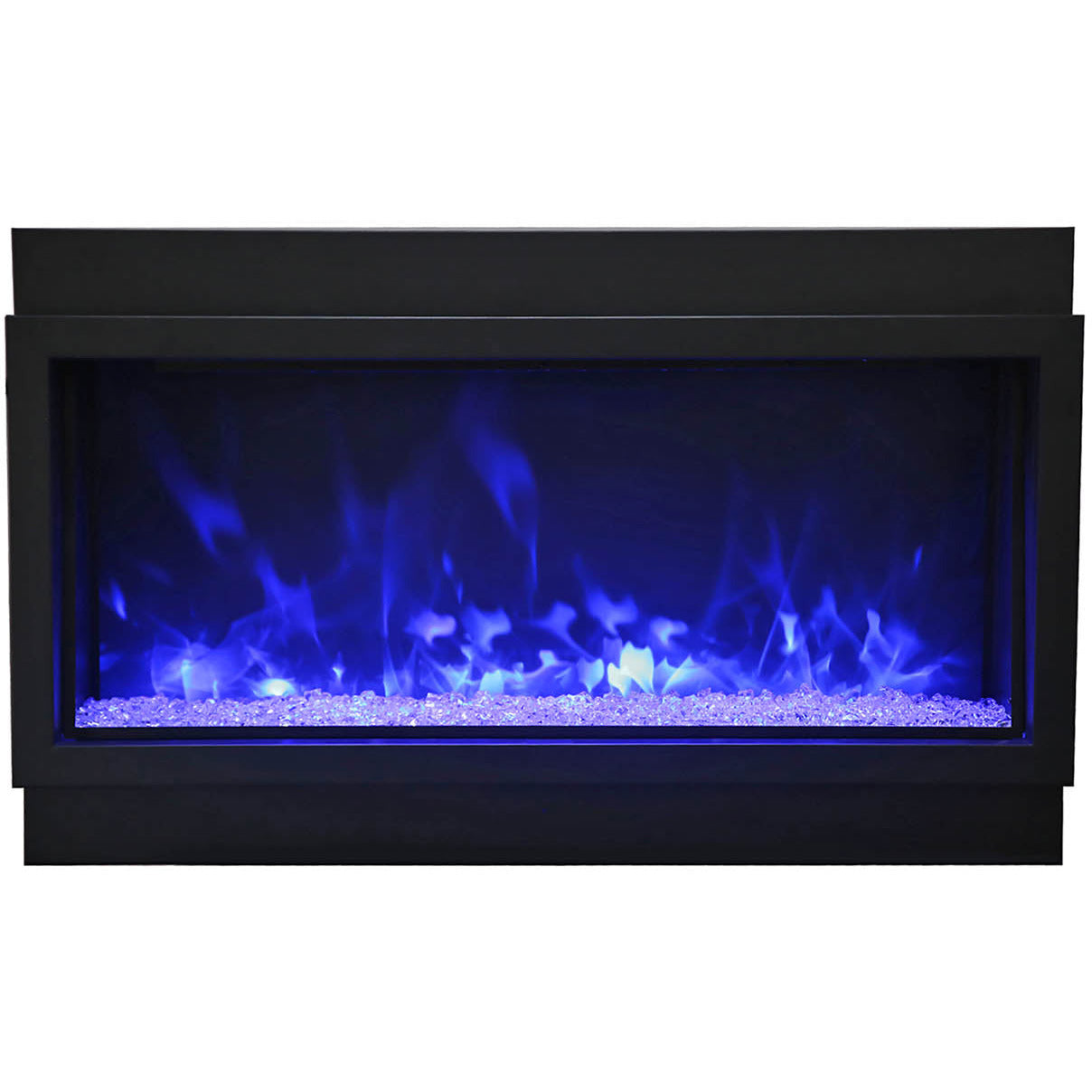 Amantii BI-50-DEEP-OD Panorama Deep Full View Smart Electric  - 50" Indoor /Outdoor WiFi Enabled Fireplace, featuring a MultiFunction Remote, Multi Speed Flame Motor, Glass Media & a Black Trim