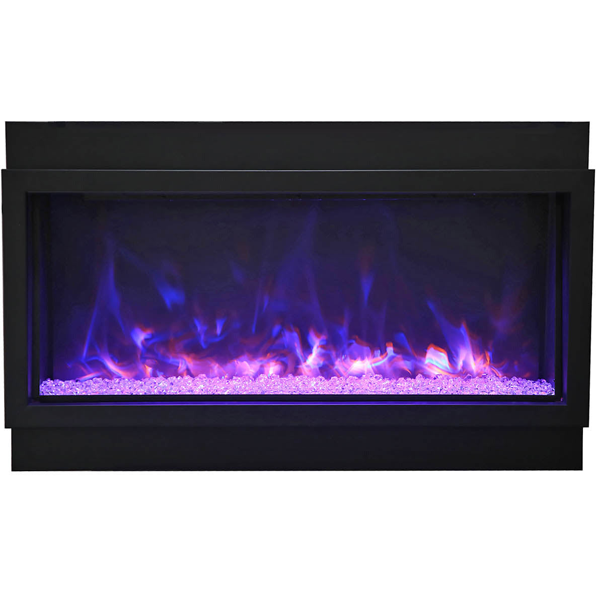 Amantii BI-50-DEEP-OD Panorama Deep Full View Smart Electric  - 50" Indoor /Outdoor WiFi Enabled Fireplace, featuring a MultiFunction Remote, Multi Speed Flame Motor, Glass Media & a Black Trim