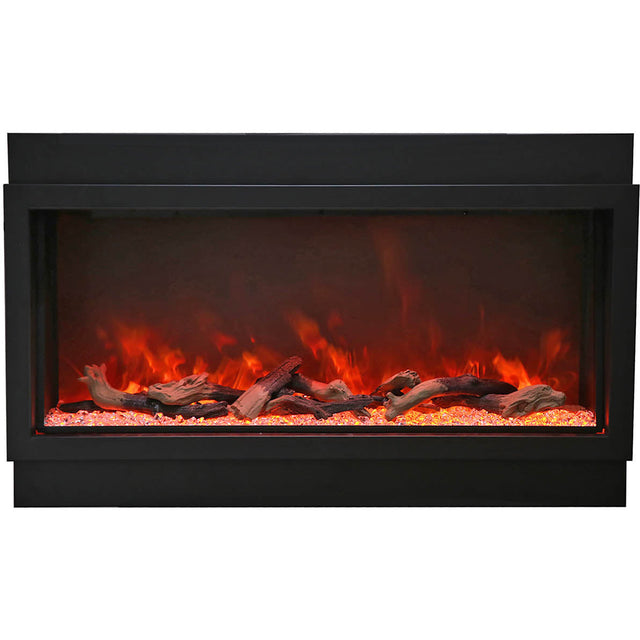 Amantii BI-50-DEEP-OD Panorama Deep Full View Smart Electric  - 50" Indoor /Outdoor WiFi Enabled Fireplace, featuring a MultiFunction Remote, Multi Speed Flame Motor, Glass Media & a Black Trim