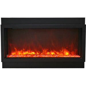 Amantii BI-50-DEEP-OD Panorama Deep Full View Smart Electric  - 50" Indoor /Outdoor WiFi Enabled Fireplace, featuring a MultiFunction Remote, Multi Speed Flame Motor, Glass Media & a Black Trim