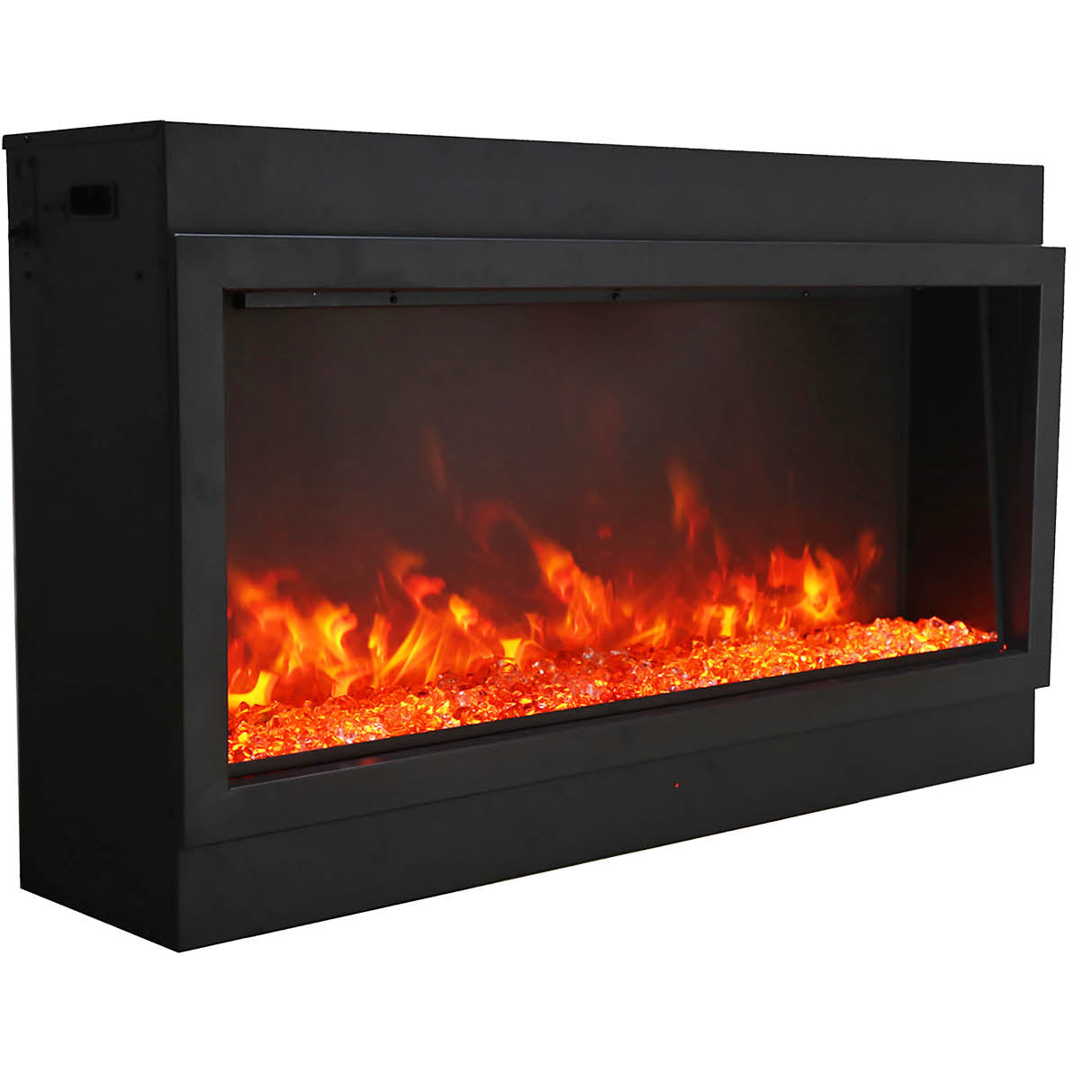 Amantii BI-50-DEEP-OD Panorama Deep Full View Smart Electric  - 50" Indoor /Outdoor WiFi Enabled Fireplace, featuring a MultiFunction Remote, Multi Speed Flame Motor, Glass Media & a Black Trim