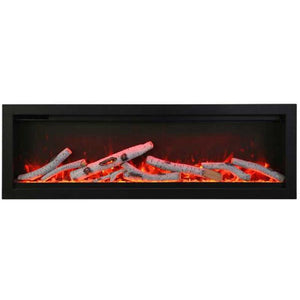 Amantii SYM-42 Symmetry Smart Electric  42" Indoor / Outdoor WiFi Enabled Built In Fireplace, Featuring a MultiFunction Remote Control , Multi Speed Flame Motor and a 10 piece Birch Log Set