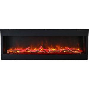 Amantii 60-TRU-VIEW-XL Tru View Deep Smart Electric - 60" Indoor / Outdoor WiFi Enabled 3 Sided Fireplace Featuring a depth of 14 1/4", MultiFunction Remote Control, Multi Speed Flame Motor, and a Selection of Media Options