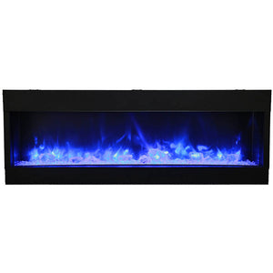 Amantii 60-TRU-VIEW-XL Tru View Deep Smart Electric - 60" Indoor / Outdoor WiFi Enabled 3 Sided Fireplace Featuring a depth of 14 1/4", MultiFunction Remote Control, Multi Speed Flame Motor, and a Selection of Media Options