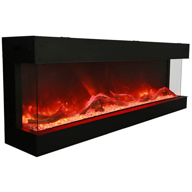 Amantii 60-TRU-VIEW-XL Tru View Deep Smart Electric - 60" Indoor / Outdoor WiFi Enabled 3 Sided Fireplace Featuring a depth of 14 1/4", MultiFunction Remote Control, Multi Speed Flame Motor, and a Selection of Media Options