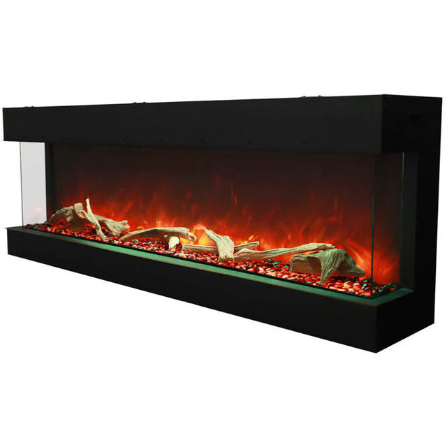 Amantii 60-TRU-VIEW-XL Tru View Deep Smart Electric - 60" Indoor / Outdoor WiFi Enabled 3 Sided Fireplace Featuring a depth of 14 1/4", MultiFunction Remote Control, Multi Speed Flame Motor, and a Selection of Media Options