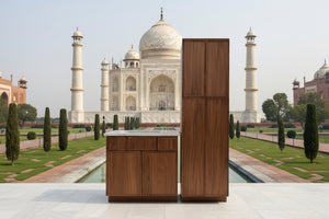 60" SET/ KCD OSLO WALNUT 36" VANITY/ & 24" X 84" LINEN TOWER/ TAJ MAHAL 36" TOP & BACKSPLASH