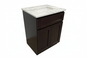 24" Espresso Vanity with Carrara Marble Top