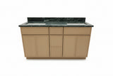 60” Cab-Tec Double Oslo Oak Vanity W/ 62” Vermont Verde Top
