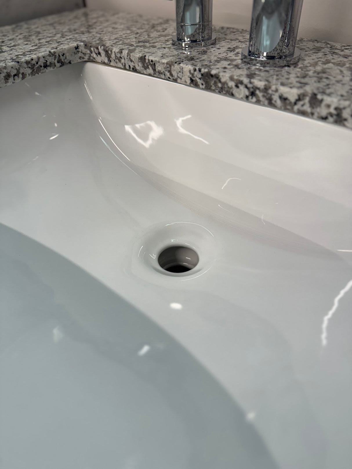30" Organic Brown Vanity Set with Granite Top, Ceramic Sink, and Widespread Chrome Faucet
