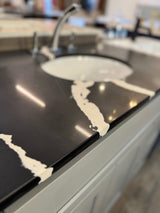 36" Grey Vanity Set with Quartz Vanity Top with Polished Chrome Widespread Faucet