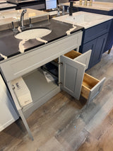 36" Grey Vanity Set with Quartz Vanity Top with Polished Chrome Widespread Faucet
