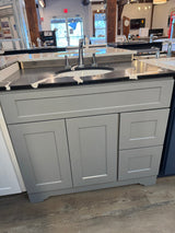 36" Grey Vanity Set with Quartz Vanity Top with Polished Chrome Widespread Faucet