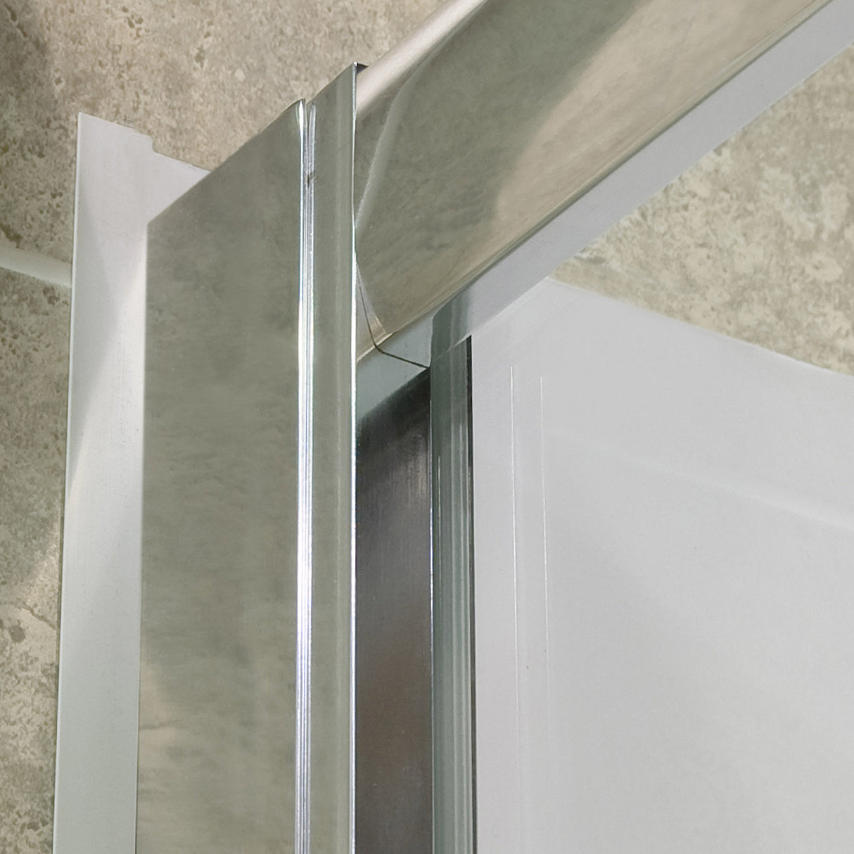 DreamLine Visions 34 in. D x 60 in. W x 74 3/4 in. H Sliding Shower Door in Chrome with Left Drain White Shower Base