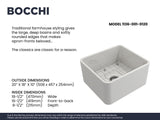 BOCCHI 1136-001-0120 Classico Farmhouse Apron Front Fireclay 20 in. Single Bowl Kitchen Sink with Protective Bottom Grid and Strainer in White