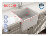 BOCCHI 1136-002-0120 Classico Farmhouse Apron Front Fireclay 20 in. Single Bowl Kitchen Sink with Protective Bottom Grid and Strainer in Matte White