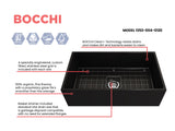 BOCCHI 1352-004-0120 Contempo Apron Front Fireclay 33 in. Single Bowl Kitchen Sink with Protective Bottom Grid and Strainer in Matte Black