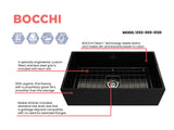 BOCCHI 1352-005-0120 Contempo Apron Front Fireclay 33 in. Single Bowl Kitchen Sink with Protective Bottom Grid and Strainer in Black