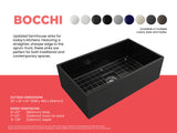 BOCCHI 1352-005-0120 Contempo Apron Front Fireclay 33 in. Single Bowl Kitchen Sink with Protective Bottom Grid and Strainer in Black