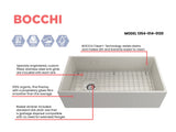 BOCCHI 1354-014-0120 Contempo Apron Front Fireclay 36 in. Single Bowl Kitchen Sink with Protective Bottom Grid and Strainer in Biscuit