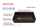 BOCCHI 1354-025-0120 Contempo Apron Front Fireclay 36 in. Single Bowl Kitchen Sink with Protective Bottom Grid and Strainer in Matte Brown