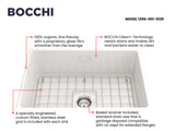 BOCCHI 1356-001-0120 Contempo Apron Front Fireclay 27 in. Single Bowl Kitchen Sink with Protective Bottom Grid and Strainer in White