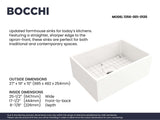 BOCCHI 1356-001-0120 Contempo Apron Front Fireclay 27 in. Single Bowl Kitchen Sink with Protective Bottom Grid and Strainer in White