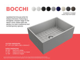 BOCCHI 1356-006-0120 Contempo Apron Front Fireclay 27 in. Single Bowl Kitchen Sink with Protective Bottom Grid and Strainer in Matte Gray