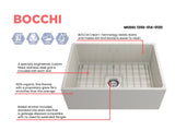 BOCCHI 1356-014-0120 Contempo Apron Front Fireclay 27 in. Single Bowl Kitchen Sink with Protective Bottom Grid and Strainer in Biscuit