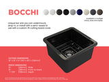 BOCCHI 1359-005-0120 Sotto Dual-mount Fireclay 18 in. Single Bowl Bar Sink with Protective Bottom Grid and Strainer in Black