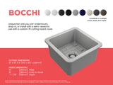 BOCCHI 1359-006-0120 Sotto Dual-mount Fireclay 18 in. Single Bowl Bar Sink with Protective Bottom Grid and Strainer in Matte Gray