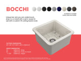 BOCCHI 1359-014-0120 Sotto Dual-mount Fireclay 18 in. Single Bowl Bar Sink with Protective Bottom Grid and Strainer in Biscuit