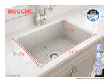 BOCCHI 1360-014-0120 Sotto Dual-mount Fireclay 27 in. Single Bowl Kitchen Sink with Protective Bottom Grid and Strainer in Biscuit