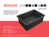 BOCCHI 1360-020-0120 Sotto Dual-mount Fireclay 27 in. Single Bowl Kitchen Sink with Protective Bottom Grid and Strainer in Matte Dark Gray