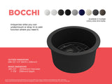 BOCCHI 1361-020-0120 Sotto Round Dual-mount Fireclay 18.5 in. Single Bowl Bar Sink with Protective Bottom Grid and Strainer in Matte Dark Gray