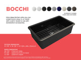 BOCCHI 1362-005-0120 Sotto Dual-mount Fireclay 32 in. Single Bowl Kitchen Sink with Protective Bottom Grid and Strainer in Black