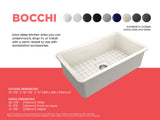 BOCCHI 1362-014-0120 Sotto Dual-mount Fireclay 32 in. Single Bowl Kitchen Sink with Protective Bottom Grid and Strainer in Biscuit