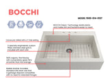 BOCCHI 1500-014-0127 Nuova Apron Front Drop-In Fireclay 34 in. Single Bowl Kitchen Sink with Protective Bottom Grid and Strainer in Biscuit