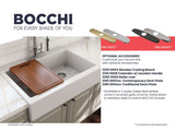 BOCCHI 1501-001-0127 Nuova Apron Front Drop-In Fireclay 34 in. 50/50 Double Bowl Kitchen Sink with Protective Bottom Grids and Strainers in White