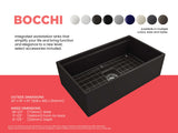 BOCCHI 1504-004-0120 Contempo Step-Rim Apron Front Fireclay 33 in. Single Bowl Kitchen Sink with Integrated Work Station & Accessories in Matte Black