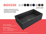 BOCCHI 1504-020-0120 Contempo Step-Rim Apron Front Fireclay 33 in. Single Bowl Kitchen Sink with Integrated Work Station & Accessories in Matte Dark Gray