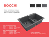 BOCCHI 1602-506-0126 Campino Duo Dual Mount Granite Composite 33 in. 60/40 Double Bowl Kitchen Sink with Strainers in Concrete Gray