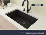 BOCCHI 1604-504-0126 Campino Uno Dual Mount Granite Composite 33 in. Single Bowl Kitchen Sink with Strainer in Matte Black