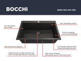 BOCCHI 1604-504-0126 Campino Uno Dual Mount Granite Composite 33 in. Single Bowl Kitchen Sink with Strainer in Matte Black