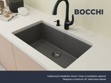 BOCCHI 1604-506-0126 Campino Uno Dual Mount Granite Composite 33 in. Single Bowl Kitchen Sink with Strainer in Concrete Gray
