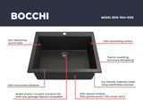 BOCCHI 1606-504-0126 Campino Uno Dual Mount Granite Composite 24 in. Single Bowl Kitchen Sink with Strainer in Matte Black