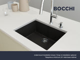 BOCCHI 1606-505-0126 Campino Uno Dual Mount Granite Composite 24 in. Single Bowl Kitchen Sink with Strainer in Metallic Black