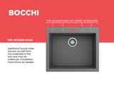 BOCCHI 1606-506-0126 Campino Uno Dual Mount Granite Composite 24 in. Single Bowl Kitchen Sink with Strainer in Concrete Gray