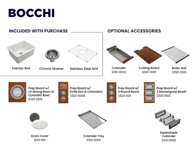BOCCHI 1627-001-0120 Sotto Dual-Mount Fireclay 24 in. Single Bowl Kitchen Sink with Protective Bottom Grid and Strainer in White
